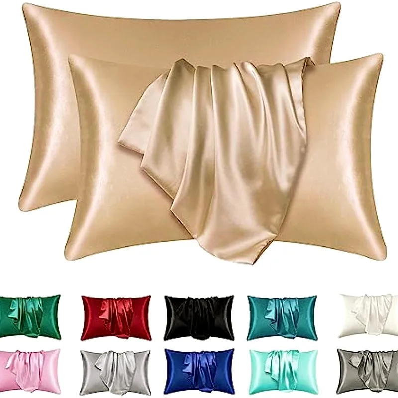 1pcs Polyester Pillowcase For Skin And Hair Satin PillowCases Soft Breathable Smooth Cooling Pillow Covers For Sleeping