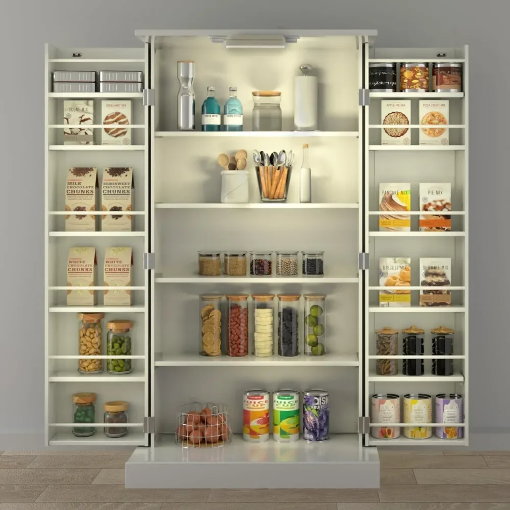 

LED Kitchen Pantry Cabinet Storage Cabinet Food Pantry and Cupboards Sideboard for Kitchen Living Room and Dinning Room