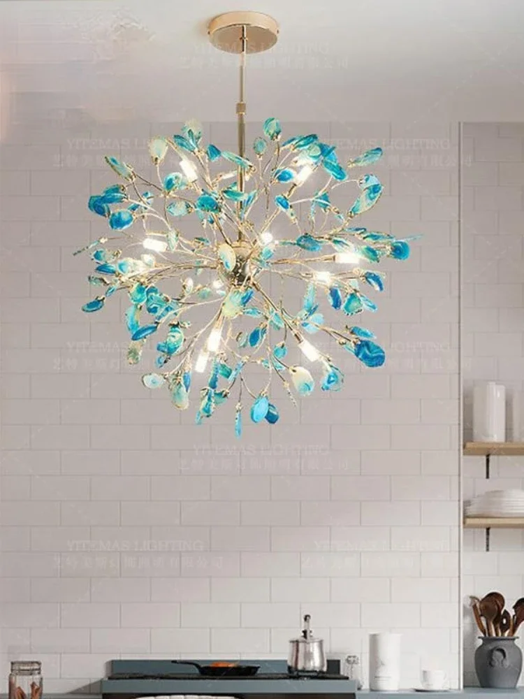 Modern led Chandelier  Colorful   Agate Blue Green  Purple Pink Agat  Living Room Decor Light   Kids Ceiling