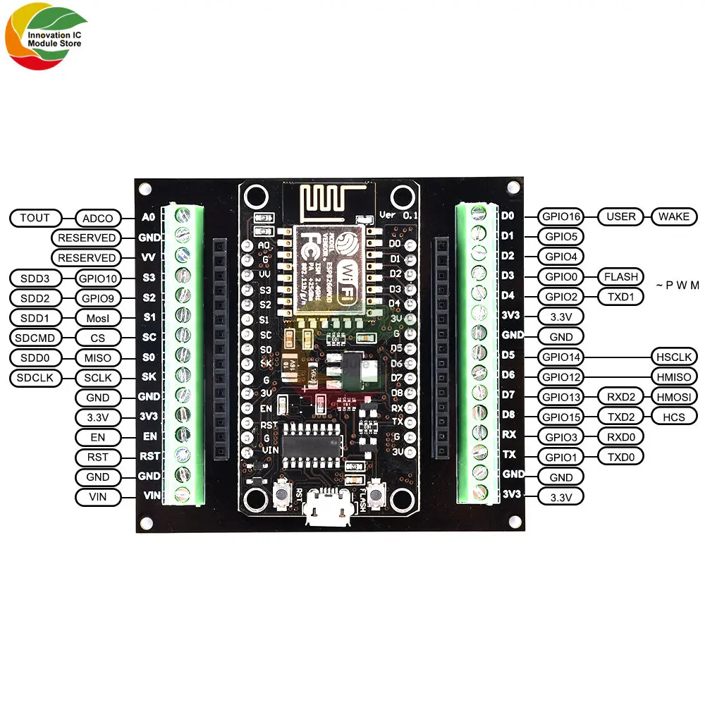 NodeMCU V3 ESP8266 ESP-12E WIFI Development Board Expansion board Development Board