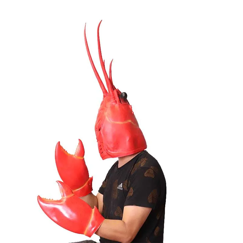 Cosplay Prawn Lobster Headdress Animal Mask Stage Performance Crab Claw Big Pincers Creative Latex Gloves Role Play Props