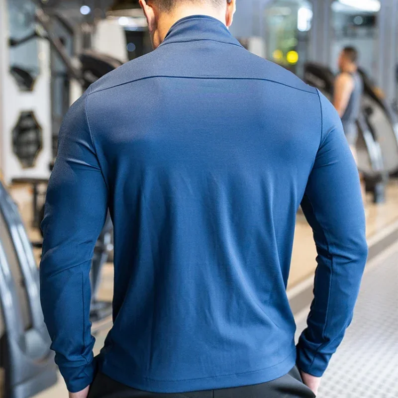 Mens Gym Fitness Shirts Tops High Quality Running Sport Jacket Outdoor Workout Sunscreen Clothing Training Sweatshirt Zipped