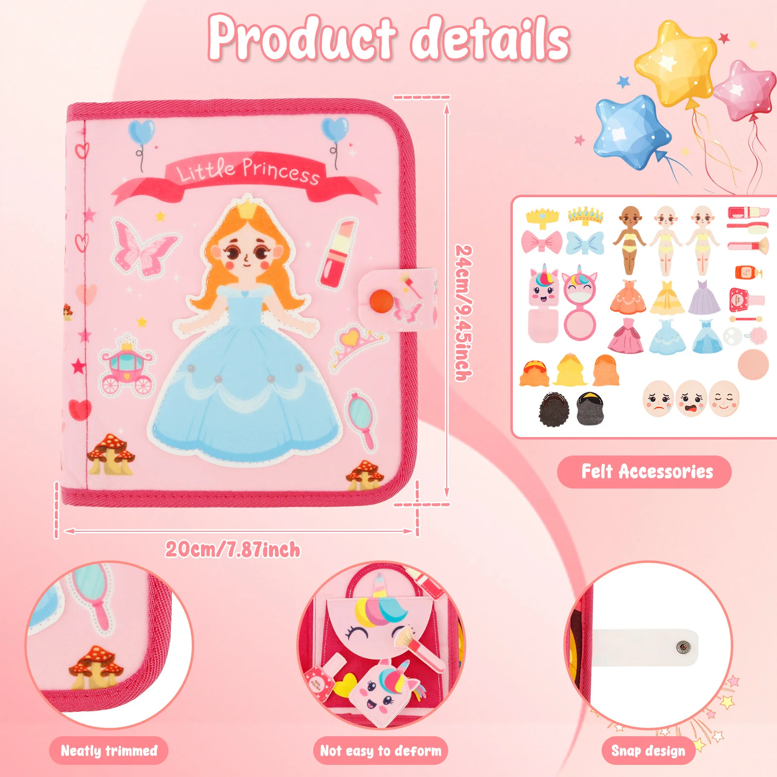 Princess Busy Board Montessori Toy Kit Kids Educational Activity Developing Sensory Board Travel Portable Fun Learning Toy Book