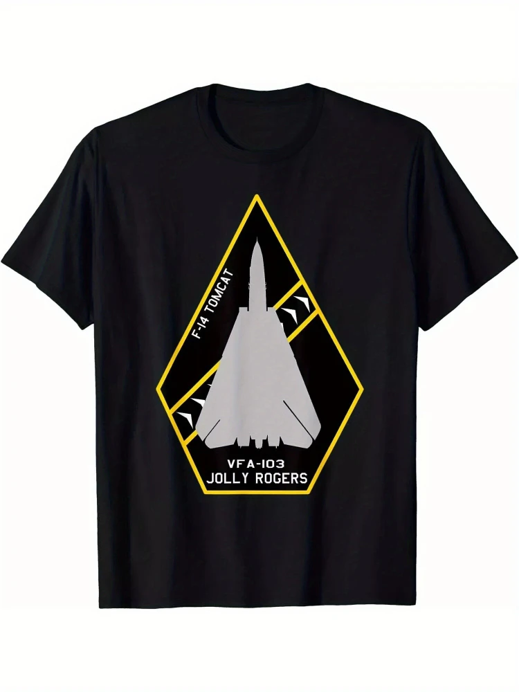 

HOT! F-14 Tomcat Vfa-103 Jolly Rogers Jet Aircraft Patch pattern -100% cotton short sleeve O-neck printed men's T-shirt.