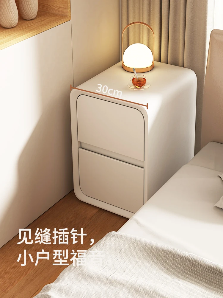 Bedside table small modern minimalist extremely narrow bedside cabinet cream wind ultra-narrow 2024 new mini-crevice shelf