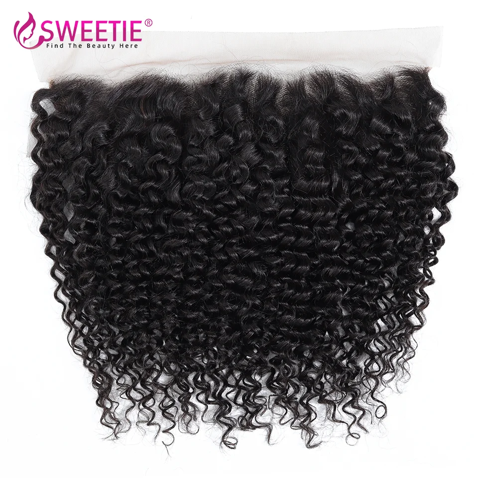 

13x4 Kinky Curly Frontal Swiss 18 20 22inch Frontal Natural Color Remy Hair Extensions Brazilian Transparent Lace Hair Closure