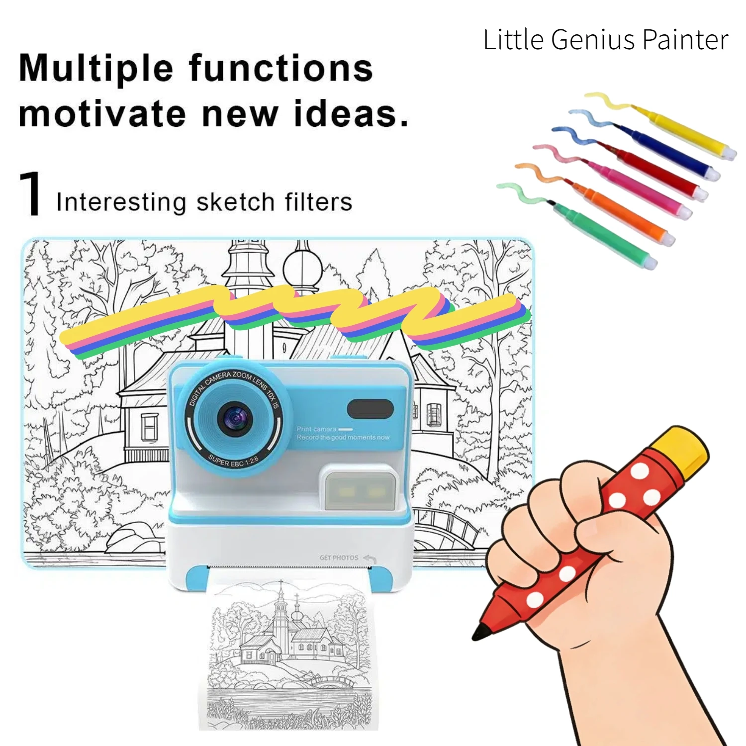 Kids Digital Camera Mini Portable Thermal Instant For Photography Printer Print Photo Kids Camera 2.8inch HD Video Toy Gifts