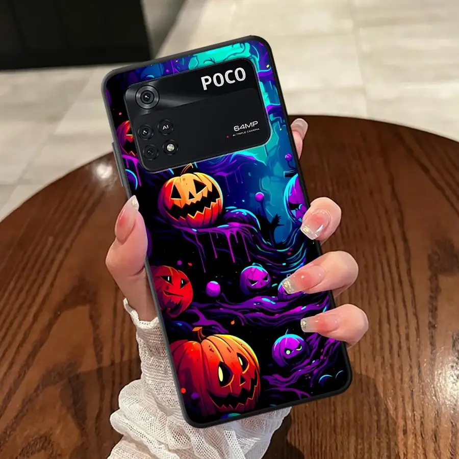 Pumpkin Halloween Soft Back Phone Cover Case for Xiaomi Poco M3 M4 Pro F3 F4 F5 C65 C50 X3 X4 X5 M5 C51