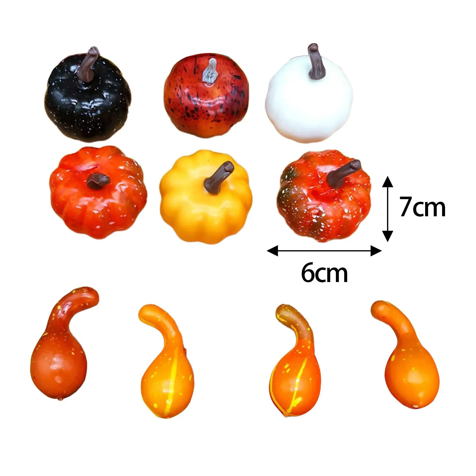 10Pcs Fake Pumpkins Model Mini Rustic Children's Education Tool Fake Foam Pumpkins for Halloween Kitchen Thanksgiving Fall - view 2