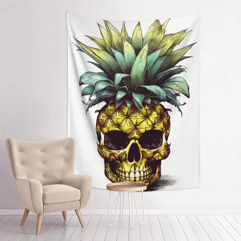 Tapestry for Bedroom Aesthetic Tapestries Cool Skull Pineapple Boho Wall Hanging Tapestries 37'' x 29'' Wall Decoration Posters