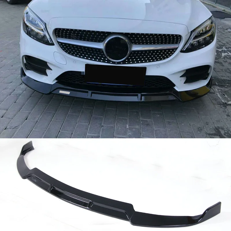 

B Style PP material Bumper Bright black Front Lip For BENZ C Class W205 C180 C260 C300