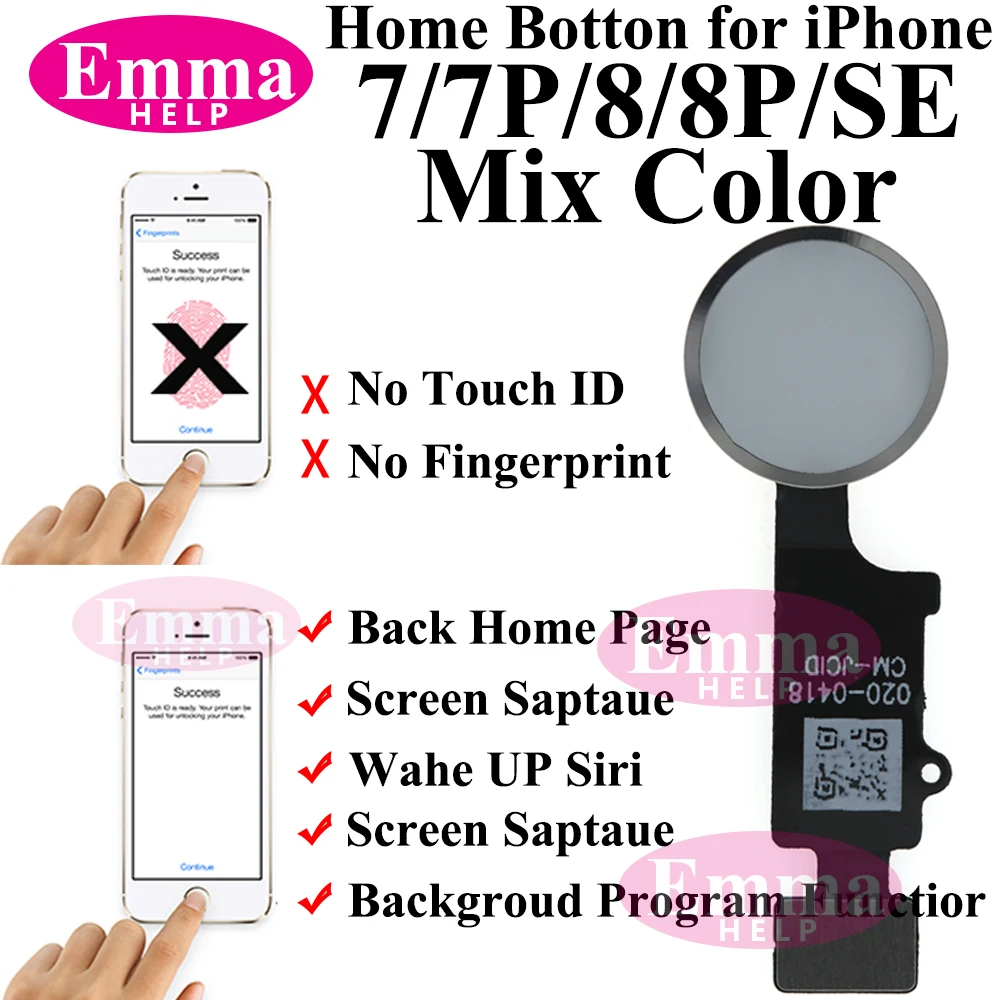 EmmaHelp 1pcs Touch Version Home Button Flex For iPhone 7 8 Plus SE2020 6S 6 Universal Back Return Function Solution repair tool