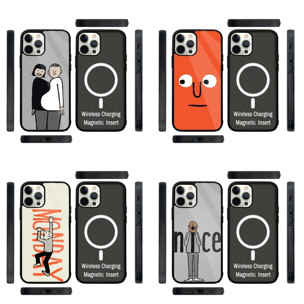 Art Jean J-Jullien Phone Case Strong Magnetic For IPhone 15,14,13,Pro,Max,Plus,11,12,Mini For Magsafe Wireless Charging