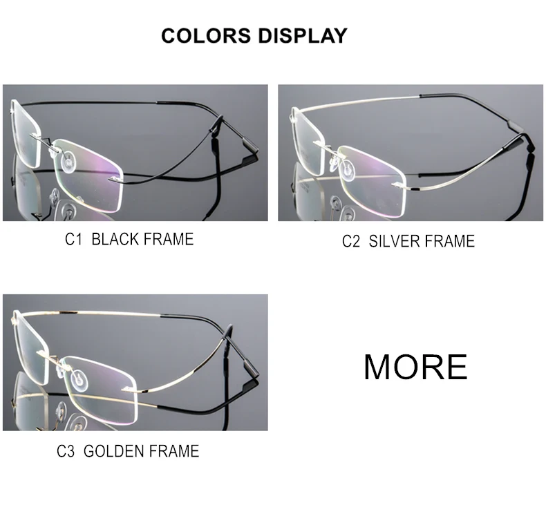 Randlose Kurzsichtigkeitsbrille Rezept -0,5 bis -8,0 Männer Frauen Titanlegierung Framless Kurzsichtige Brille Index 1,61 1,67 F082 – Detail 11