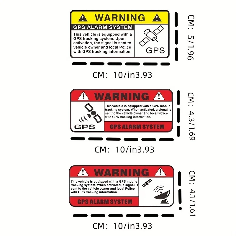 GPS Warning Vinyl Sticker Set, Waterproof Anti-Theft Decals for Car & Motorcycle