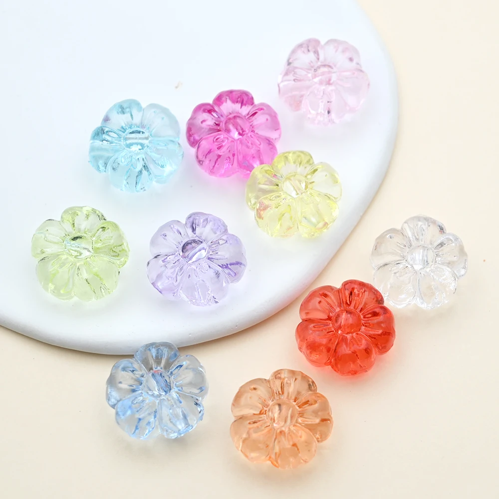 

10pcs 19mm Clear Transparent Chubby Flower Beads Loose Spacer Acrylic Beads For Jewelry Making DIY Bracelet Necklace Accessories