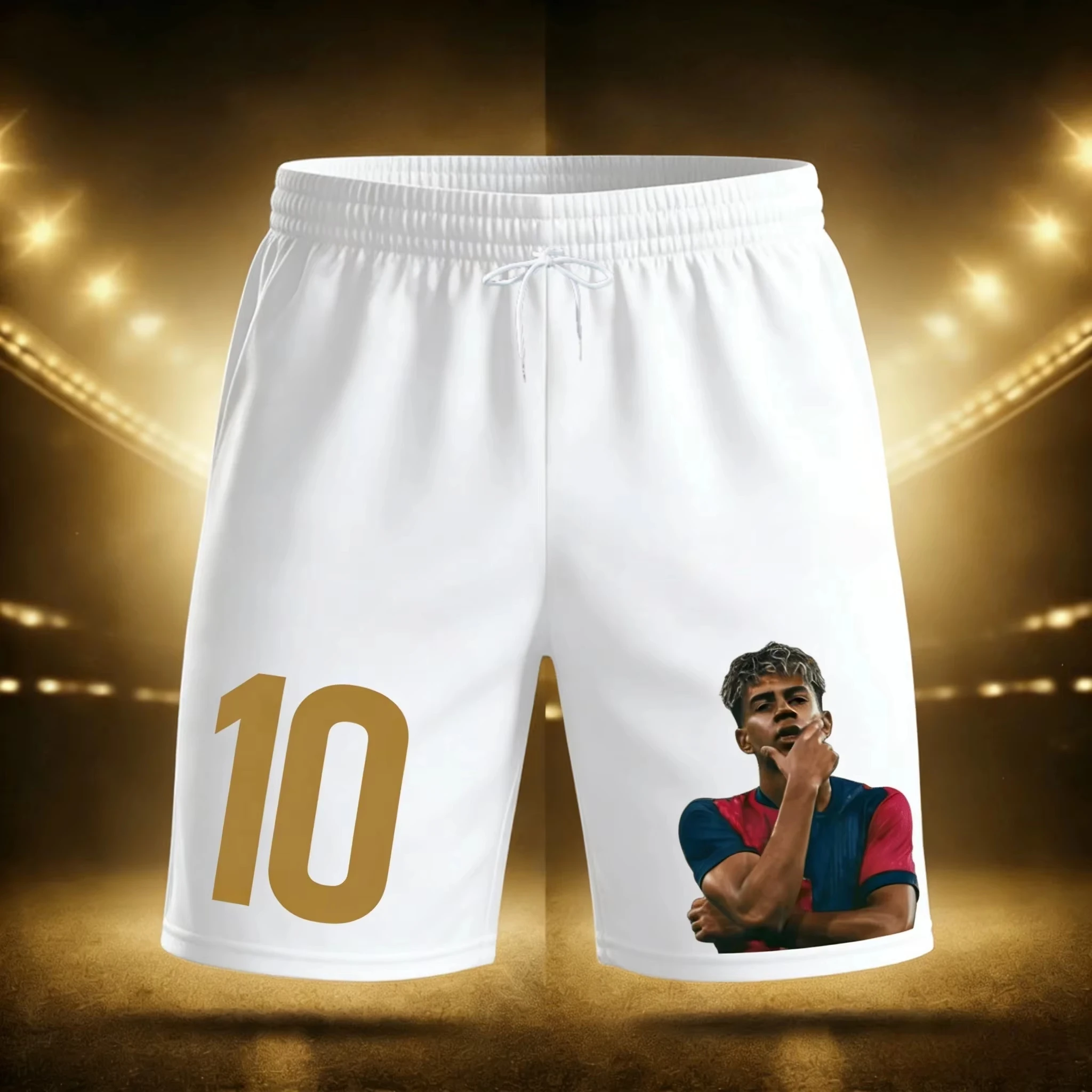 No.10 Portrait Printed Shorts Adult Kids Football Fans Drawstring Sports Basketball Casual Breathe Shorts
