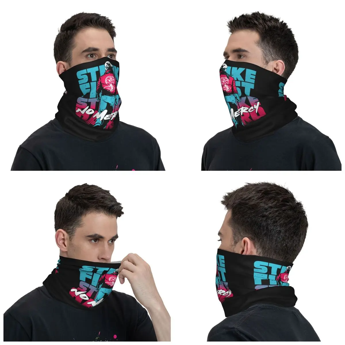 Cobra Kai Neck Gaiter Women Men Windproof Winter Karate Kid Strike First Strike Hard No Mercy Bandana Scarf for Hiking