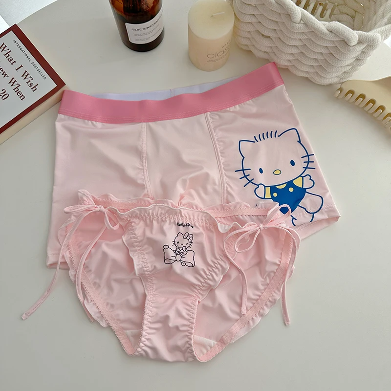 

2Pcs Anime Hello Kitty Men's Women's Printing Couple Underpants Cartoon Sexy Women Pure Sweet Cool Printing Triangle Pants Cute
