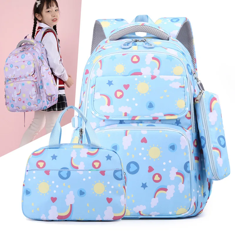 Conjunto de mochila escolar para niños y niñas, bolsa de almuerzo, estuche de lápices, impermeable, mochilas de escuela primaria, bolsa de libros para niños