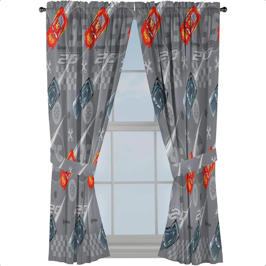 

Pixar Cars Lighnting Speed 63-дюймовые шторы Красивый декор комнаты Простая установка постельного белья Фары Lightning McQueen включают в себя