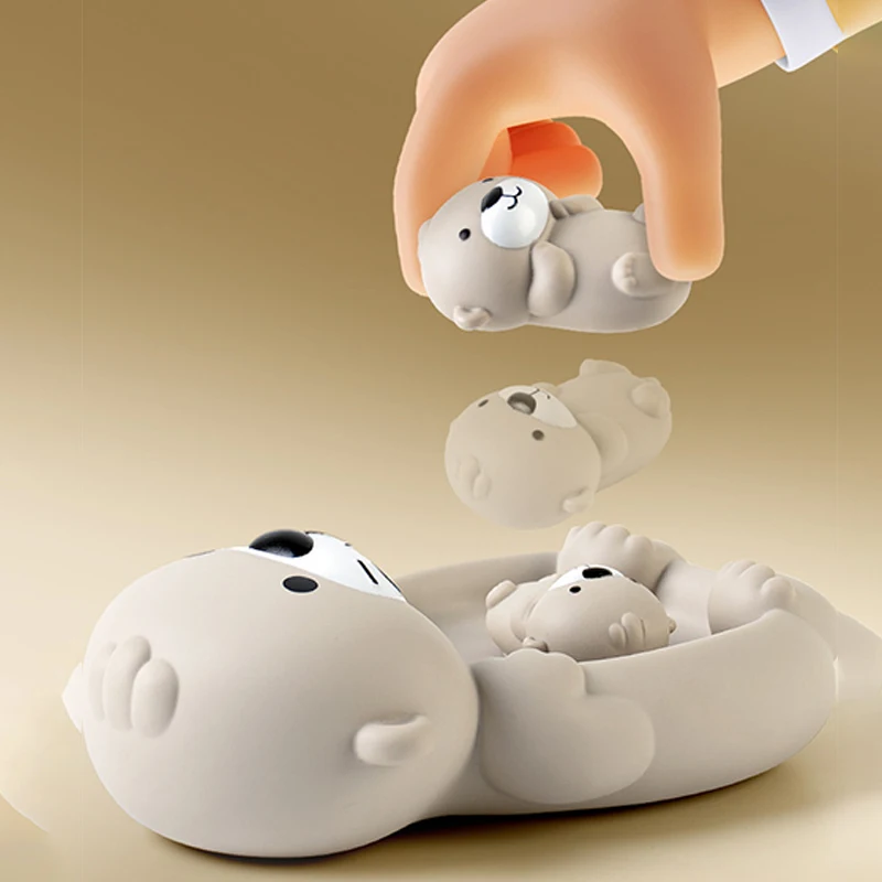 【BS】1세트 어린이 욕실 물에 뜨는 동물 세트 1개 대형 3개 소형 밀폐형 물놀이 장난감 아기 목욕 장난감