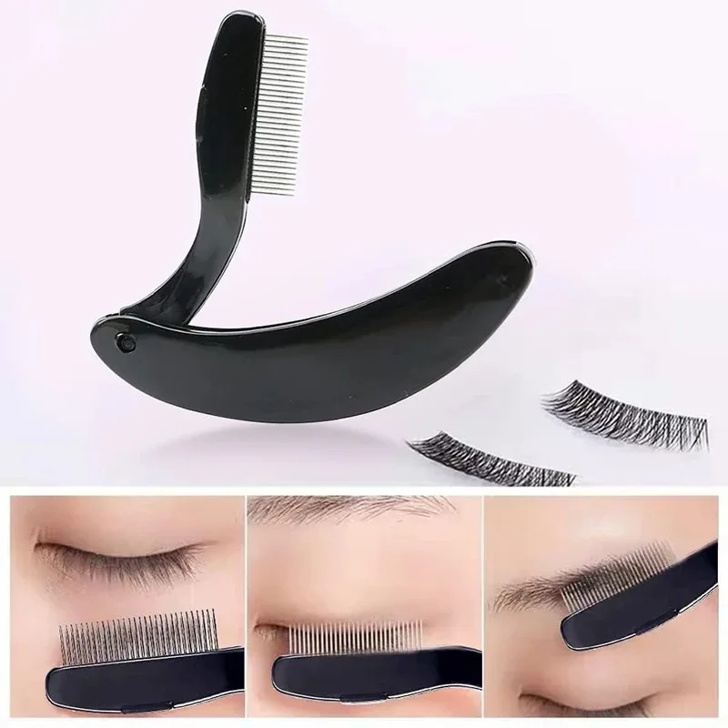 NEW Eyelash Beauty Collapsible Separator Portable Eyelash Brush Comb Mascara Curl Eye Lash Stainless Steel Eyelash Combing Tools