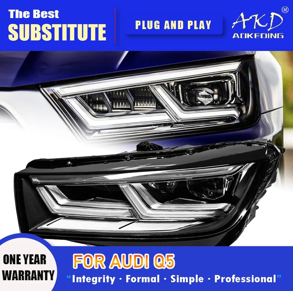 

Налобный фонарь AKD для Audi Q5 светодиодный, фары 2018-2020, фары Q5 DRL, сигнал поворота, фара дальнего света, объектив проектора Angel Eye