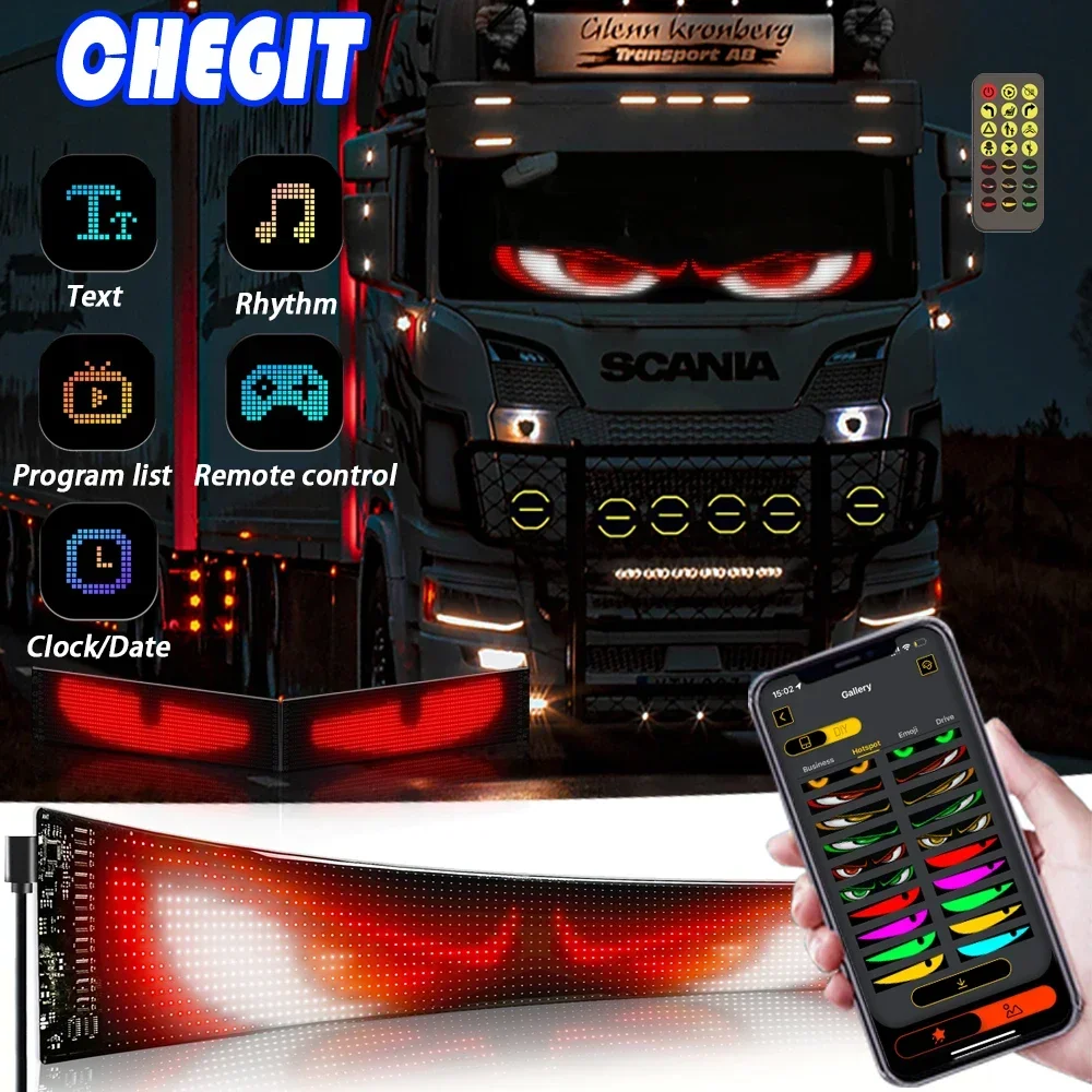 1/2pcs 59cm/89.8cm Big PLUS Truck Car Devil Eye App Scrolling Advertising LED Sign USB Custom Text Pattern Programmable Display