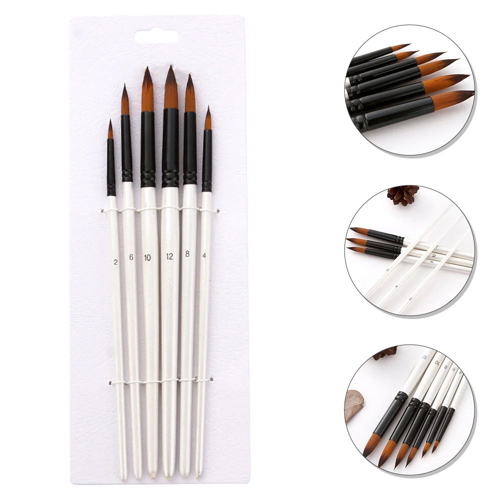

6Pcs Oil Painting Brush Set Nylon Hair Smooth Flow Control Lightweight Ergonomic Design for Artists Professional Drawing