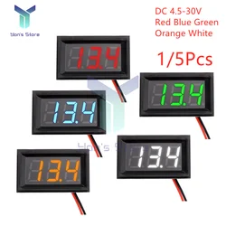 1/5Pcs 0.56 Inch LED Digital Display Voltmeter Detector Waterproof DC4.5-30V Voltage Monitor Tester Gauge for Motorcycle Car