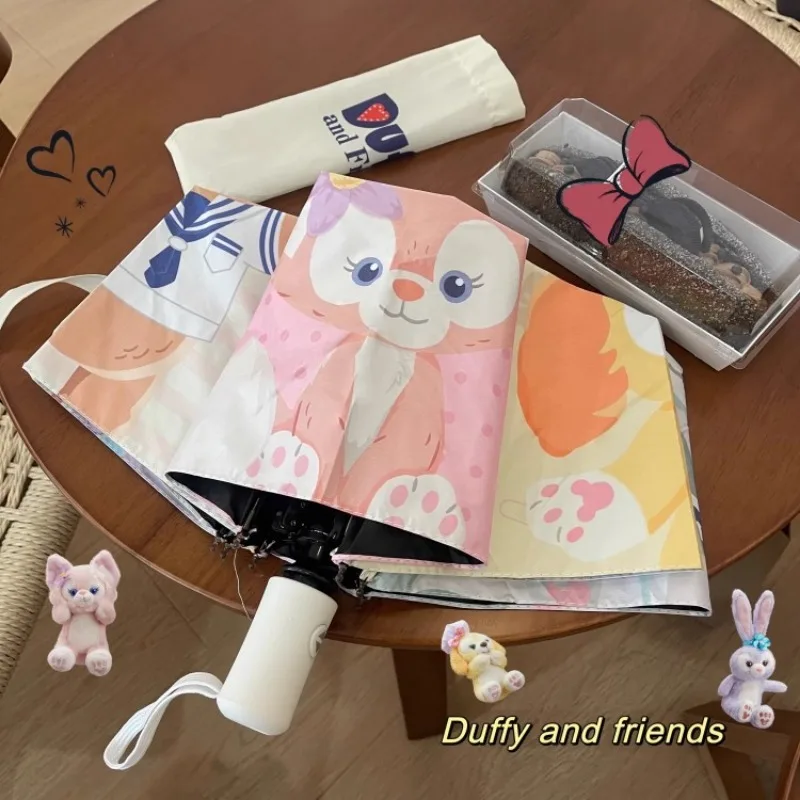 Disney Duffy Animation Cartoon Cute Folding Umbrella Creative Kawaii Fully Automatic Sun Shade Umbrella Vinyl Rain or Shine Gift