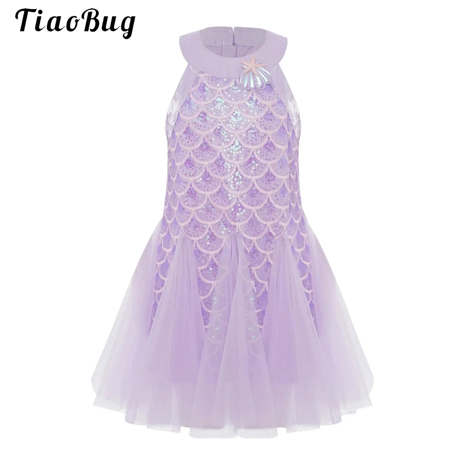 

Shiny Sequin Halloween Mermaid Cosplay Costume Carnival Party Princess Fish Scale Printe Halter Dress Birthday Wedding Outfits