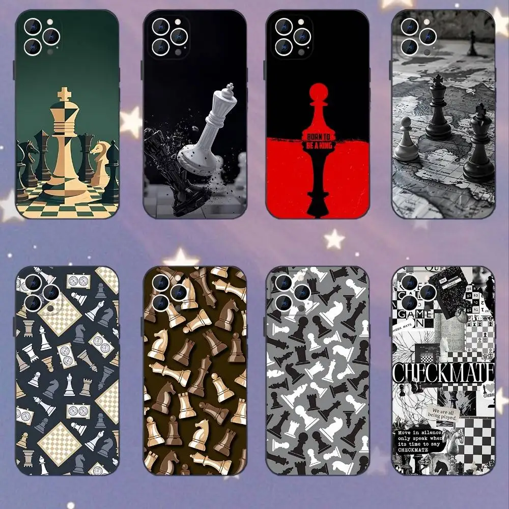 

Chess B-Board Phone Case For iPhone 16e,16,15,14,13,12,11,Pro,X,XS,Max,XR,Plus,Mini Soft Black Cover