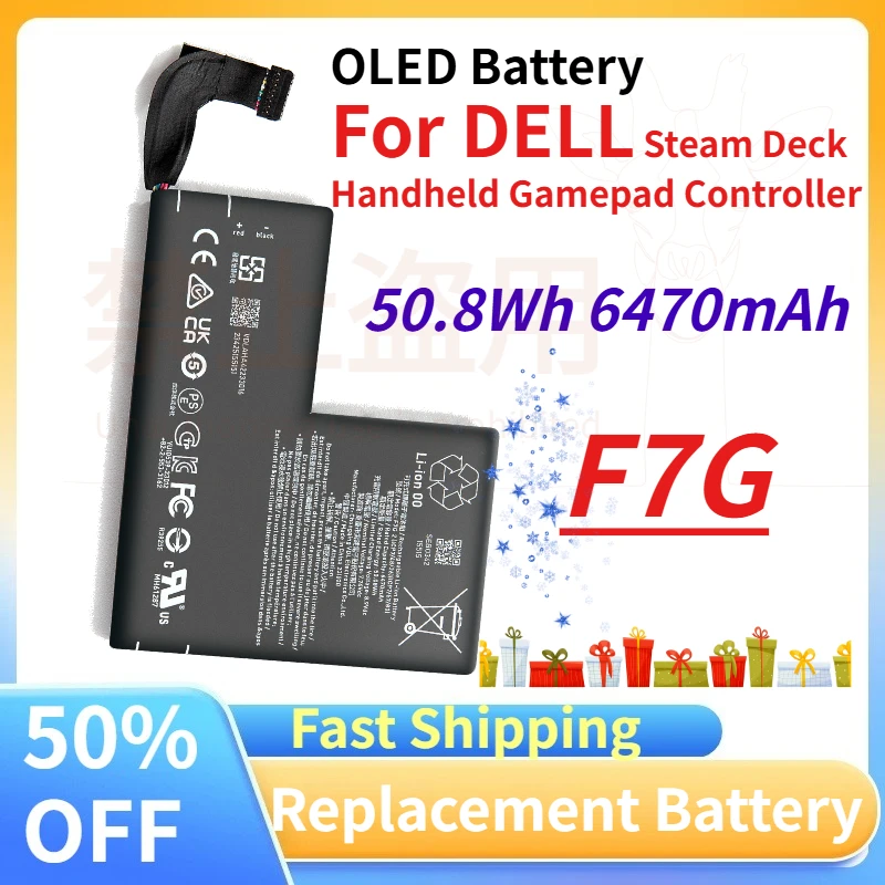 

F7G 50.8Wh 6470mAh Li-polymer Replacement Battery OLED for DELL Steam Deck Handheld Gamepad Controller Rechargeable Batteries