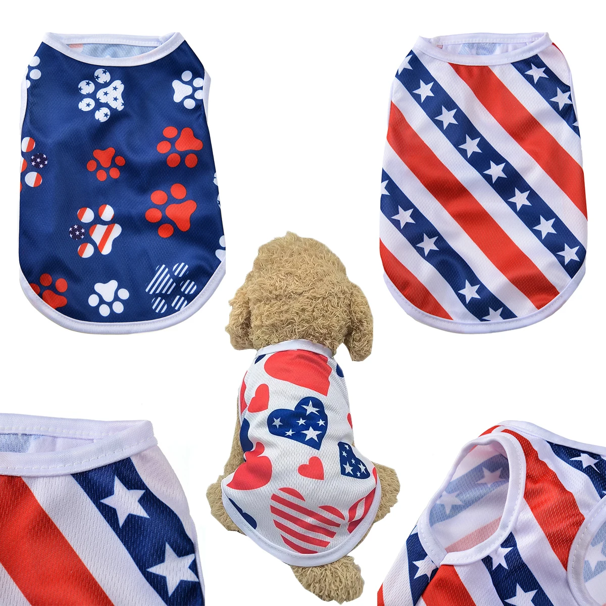 

Independent Day Dog Vest Summer Breathable Pet Clothes Soft Mesh T-shirt for Small Medium Dogs Cats Chihuahua Yorkshire Costume