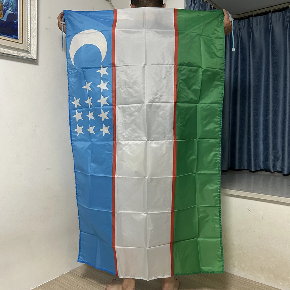 (SKY FLAG)Uzbekistan Shawl Flag 90x150cm Super Poly Football Uzbekistan Shoulder Flag Indoor Outdoor Uzbekistan Polyester Flags