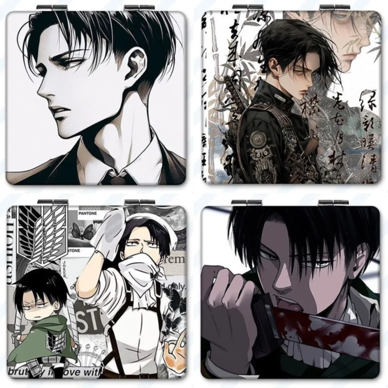 7×6cm Attack On Titan,Shingeki no kyojin,Folding Double-sided Makeup Mirror, Anime Cute,Portable Travel,Girls,Magnifying, Square