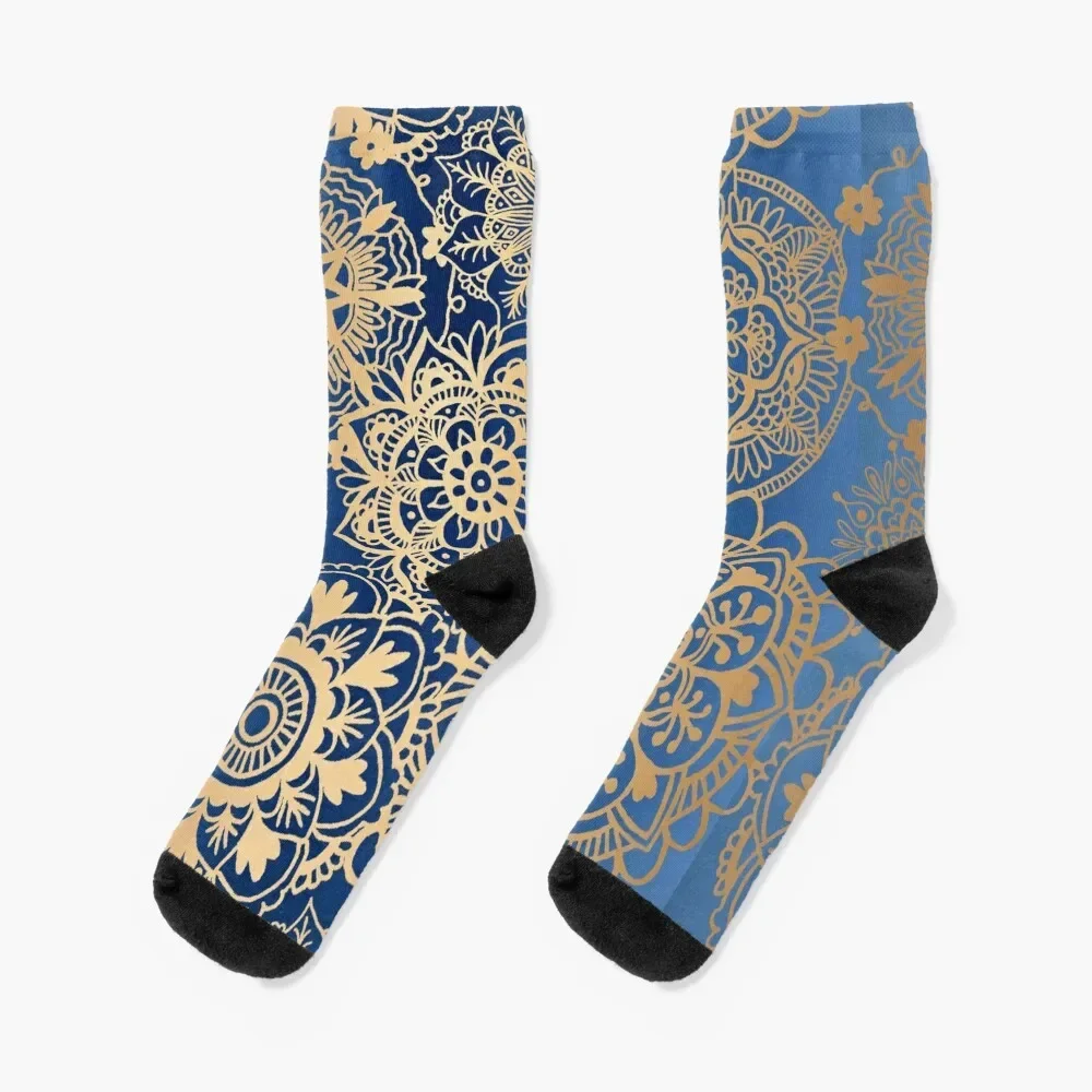 Blue and Gold Mandala Pattern Socks sport set Men Socks Luxury Brand Women's