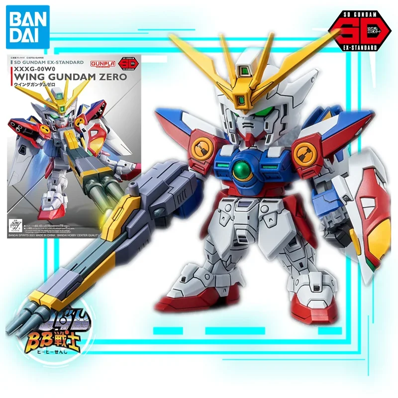 Bandai Gundam Model Kit Anime Figure SD BB XXXG-00W0 Wing Gundam Zero Gundam Collection Gunpla Action Figure Toys for Children