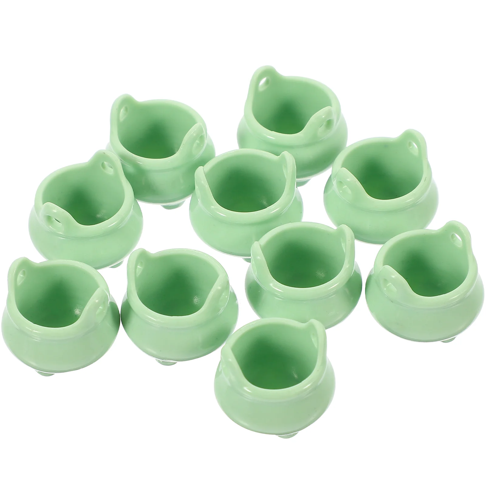 10 Pcs Miniature Cauldron Ornaments Pots Set Witch Kettles Plastic Halloween Decor