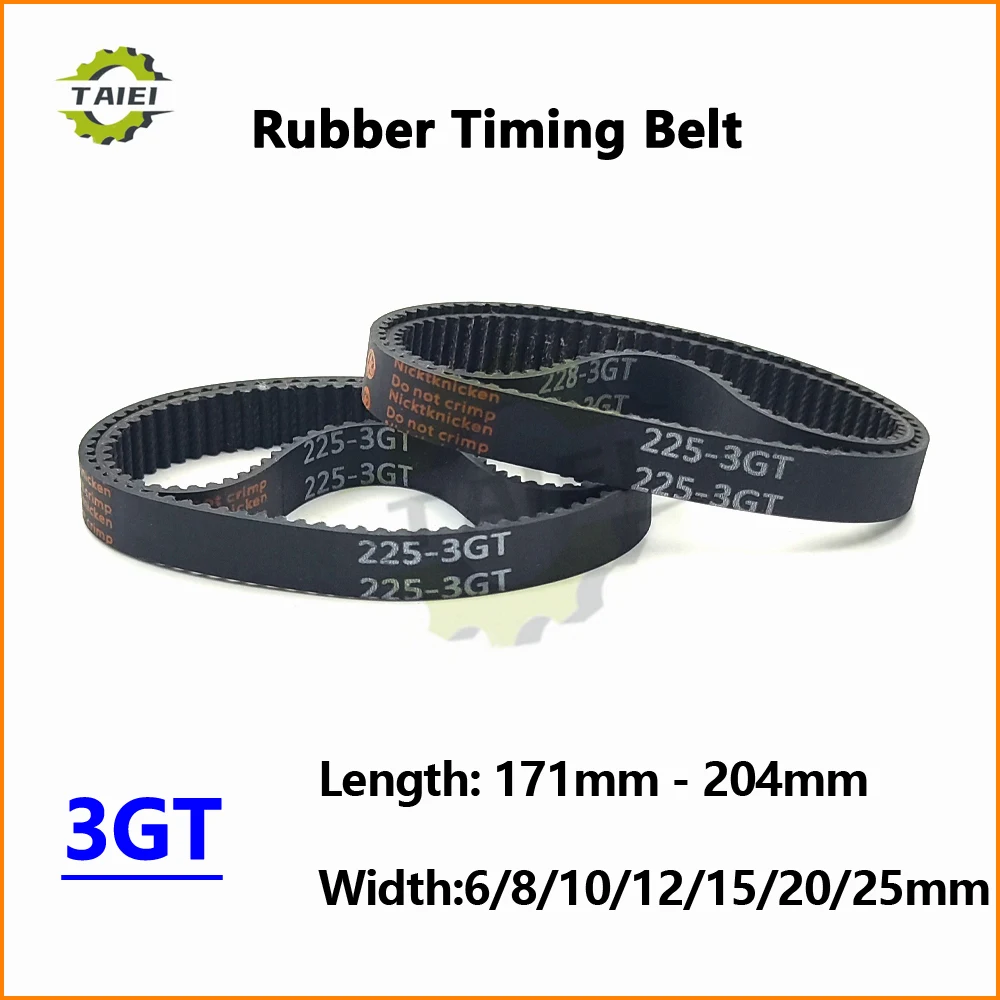 

3GT Rubber Synchronous Belt Length 171 174 177 180 183 186 189 192 195 198 201 204mm Width 6/8/10/15/20mm GT3 Timing Drive Belt