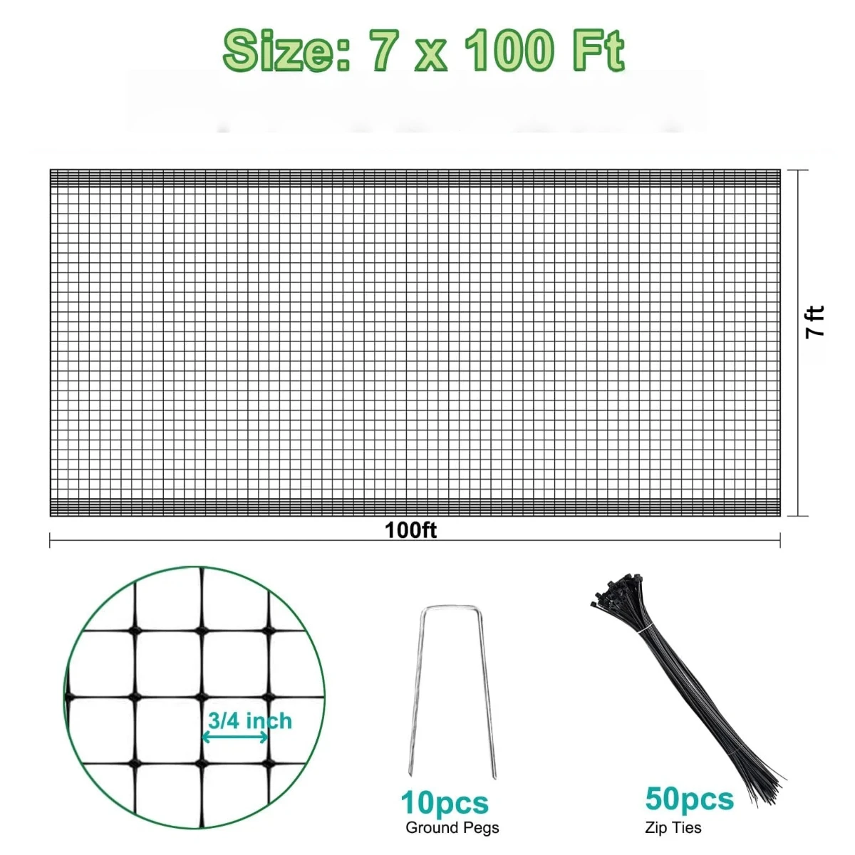 7x100FT Heavy Duty Garden Bird Netting, Anti Bird Deer Netting for Protect Fruit Trees, Plants and Vegetables, Squirrel Barrier