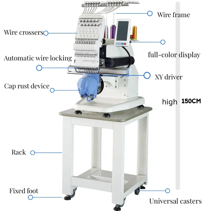 Industrial 4 Heads Sewing Machine Computer Embroidery Machine for Cap Hat t Shirt