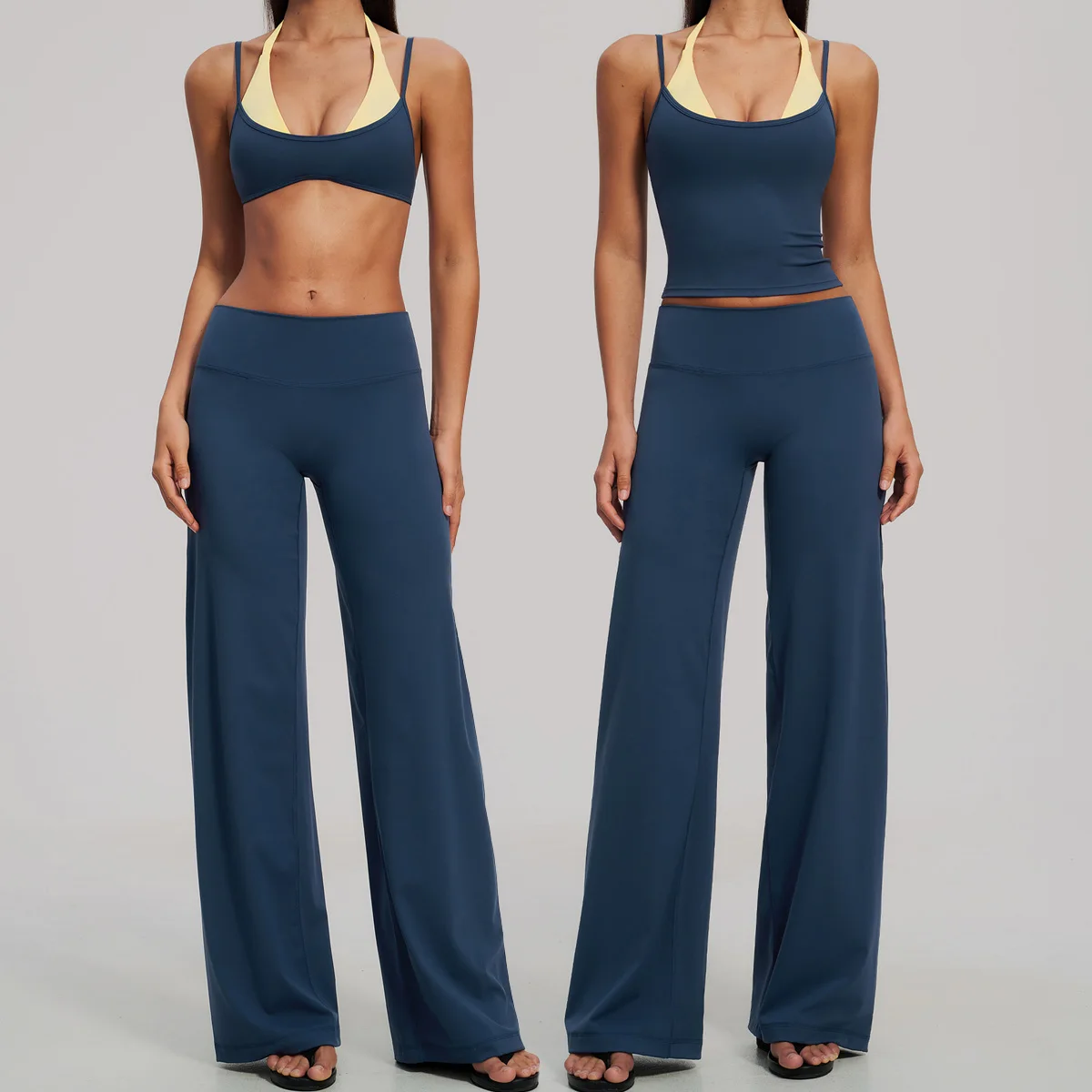 Women Fitness Set 2PC Gym Tracksuit Breathable Sports Bra Flared Trousers Suit Workout Clothing Sportswear Female Athletic Wear