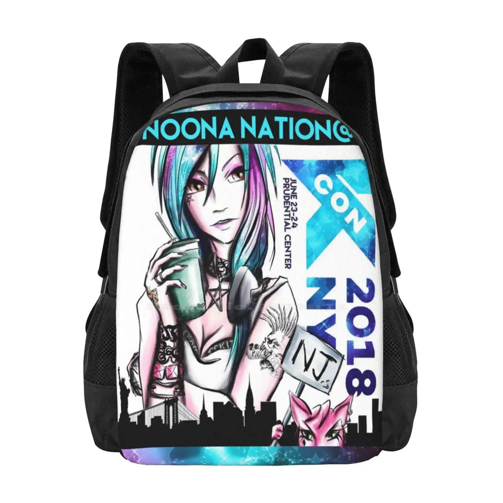 Noona Nation @ kconny 2018 Moda Desen Tasarım Seyahat Dizüstü Okul Sırt Çantası Kconny Noona Nation Kpop Fan
