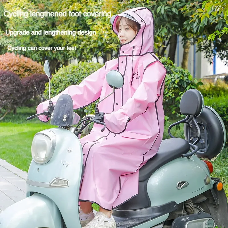 

Woman Raincoat Motorcycle Rain Covers Waterproof Raincoat Rain Jacket Long Body Storm Protection Cycling Jacket Cute Poncho