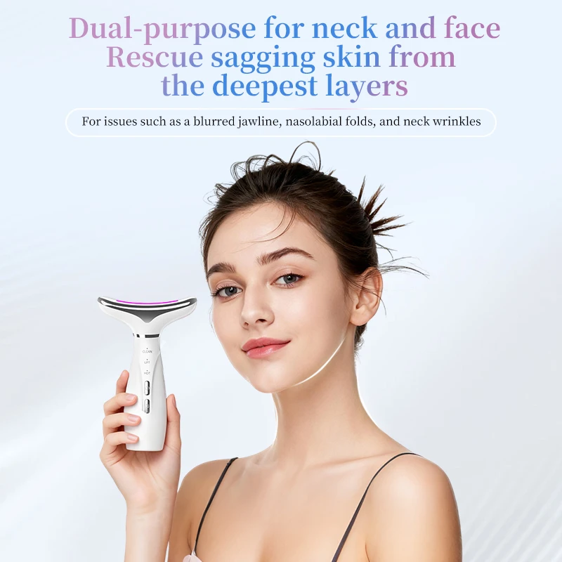 7 Colors LED Photon Microcurrent Reduce Double Chin Anti Wrinkle Remove Skin Care Tools Neck Face Lifting Beauty Device