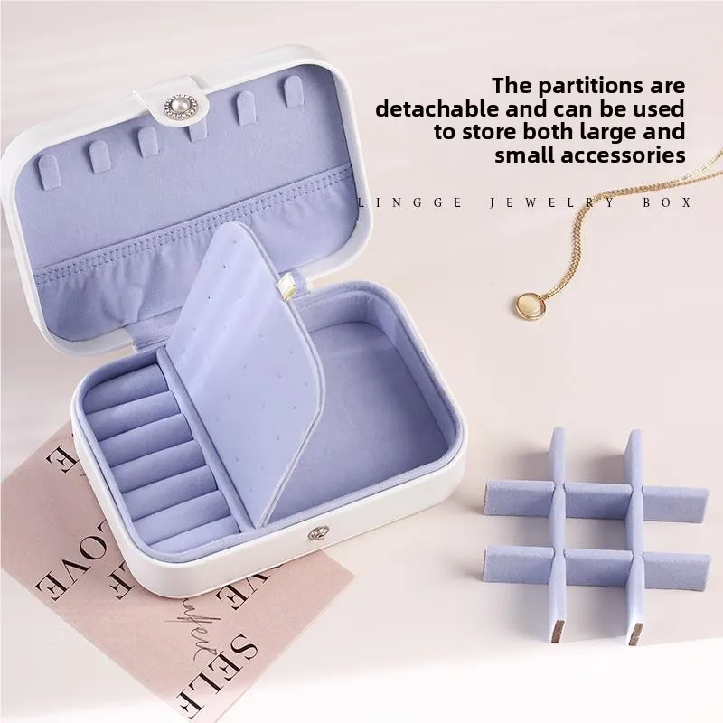 

Portable Double Layer Jewelry Box Storage Case Earring Stud Ring Nelace Anti-Oxidation New 2026 Ele Design Cact Size
