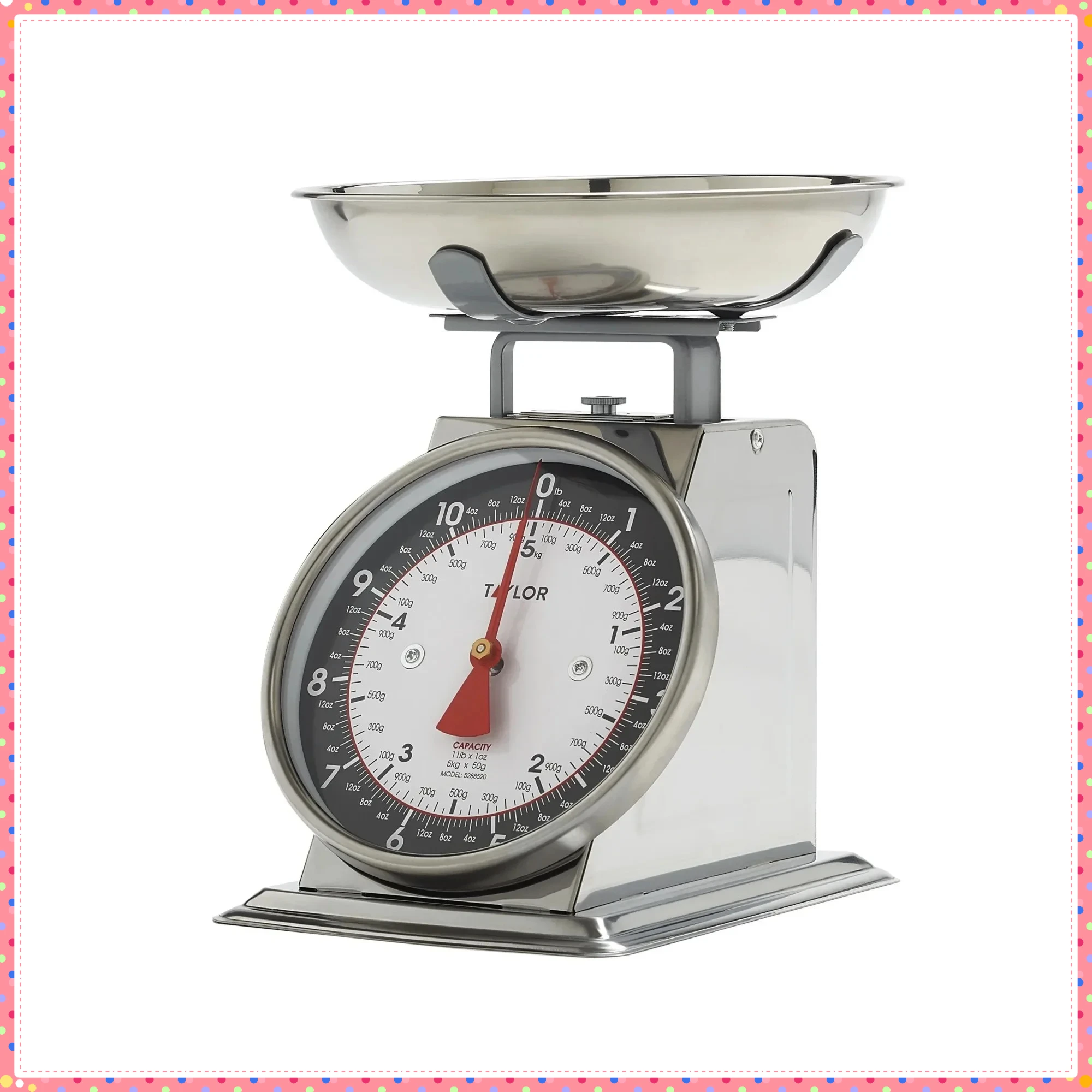 

Modern Mechanical Kitchen Scale, 11lb Capacity, Weighs in Grams & Ounces, Black and Silver, Durable, No Batteries Needed
